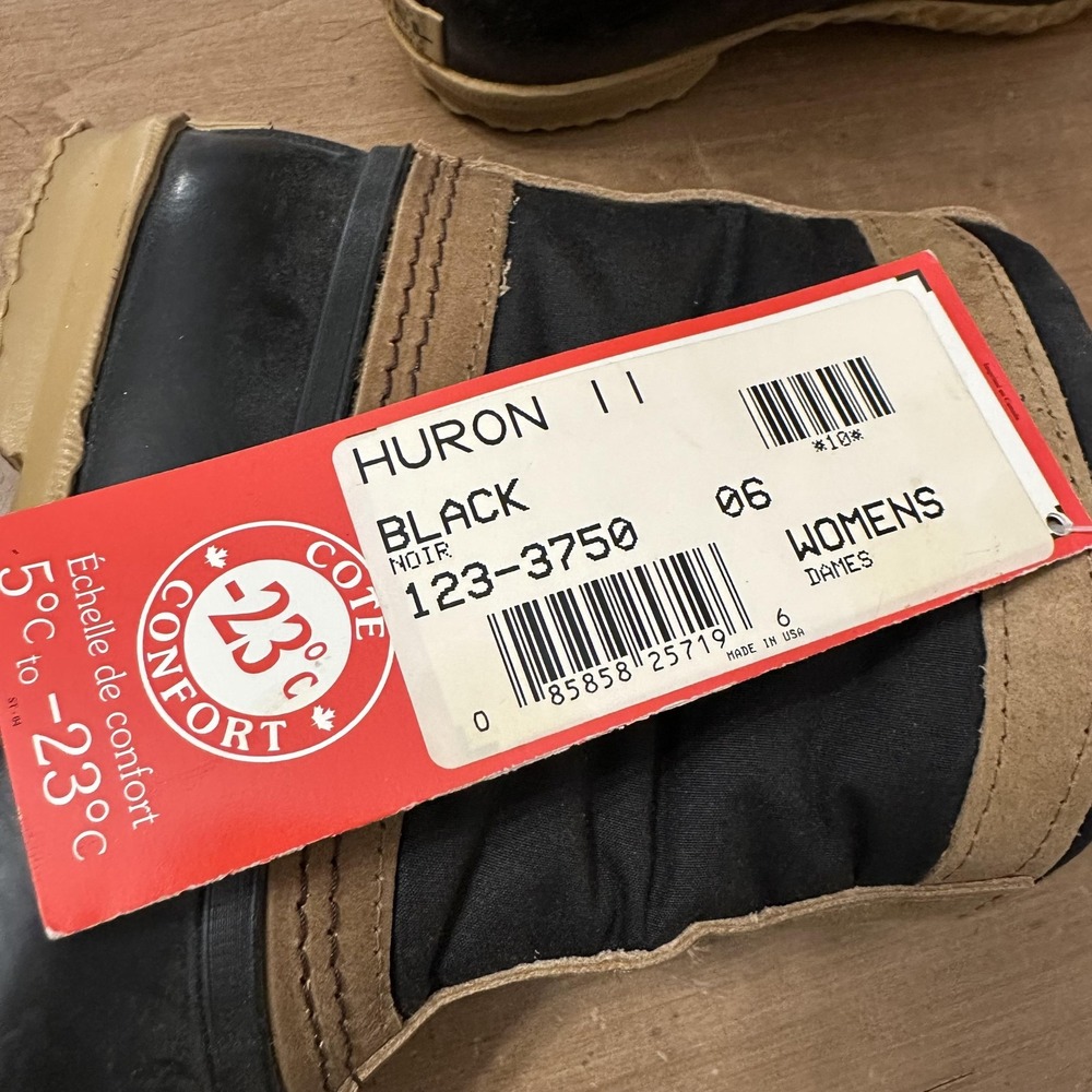 Sorel Huron II Boots Womens Size 6 Black Waterproof Winter Snow Warm Dry USA - Picture 7 of 10